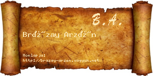 Brázay Arzén névjegykártya